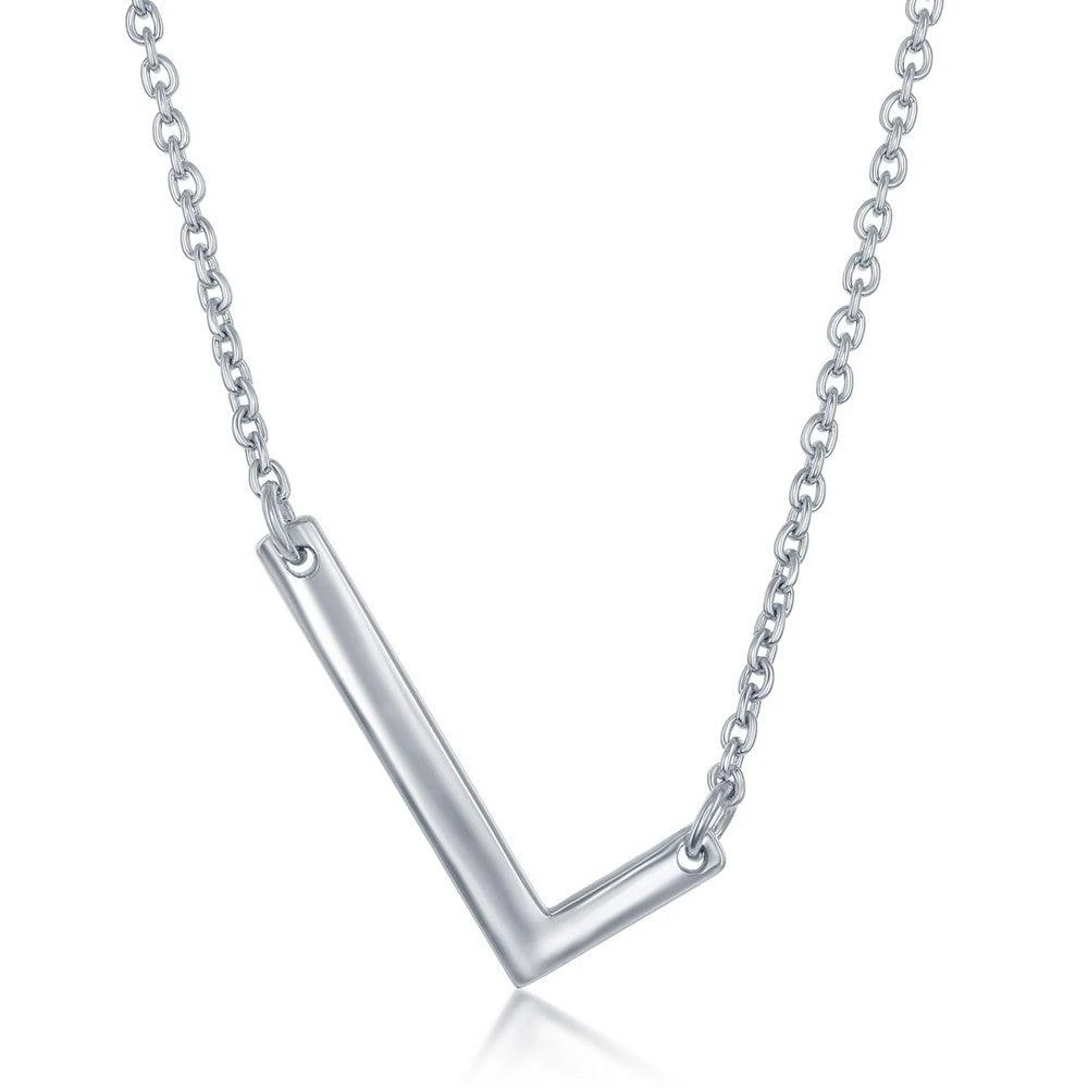 Simona Sterling Silver Sideways Initial Necklace 26