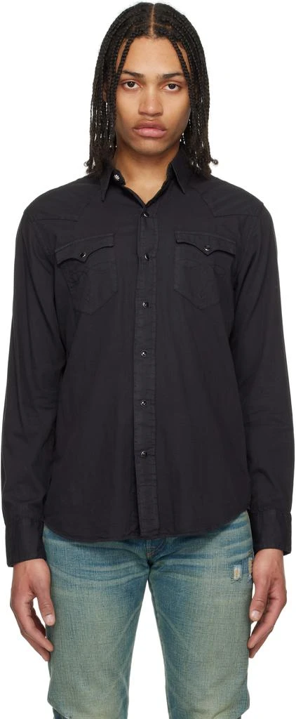 RRL Black Slim Fit Twill Western Shirt 1