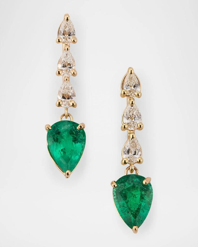 LANA Green Emerald and Pear Diamond Ear Crawlers