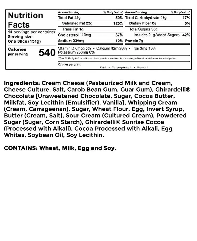 Eli
s Cheesecake Double Chocolate Cheesecake made with Ghirardelli, 9" 3