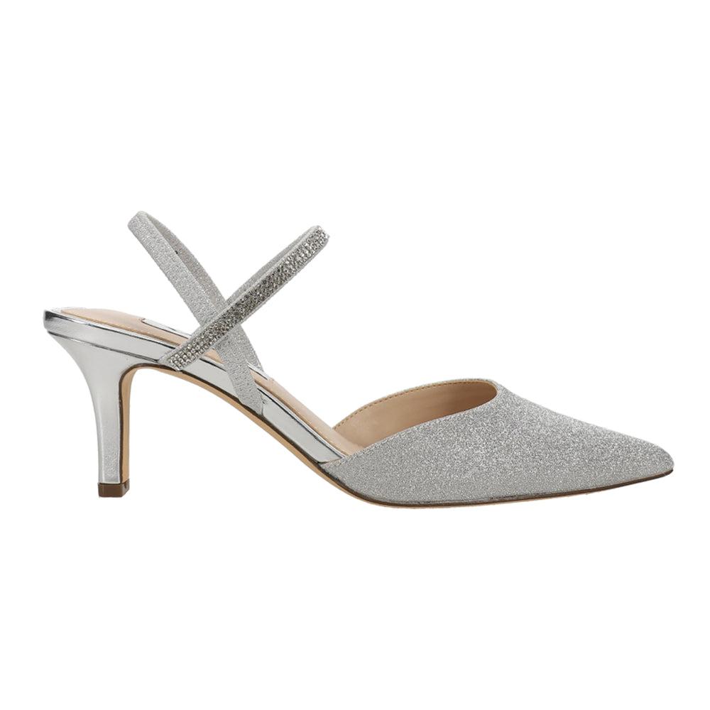 Nina Billie Metallic Glitter Rhinestone Pointed Toe Slingback Wedding Pumps