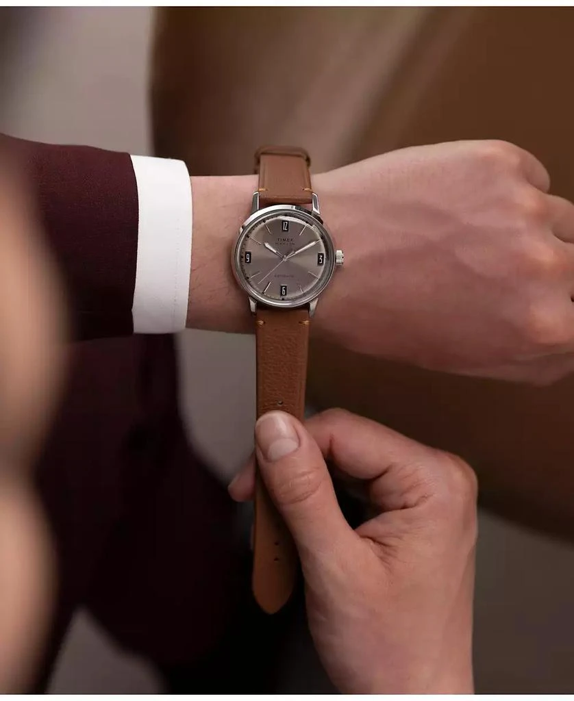 Timex Men's Mechanical Automatic Brown Leather Strap Watch, 40mm 6