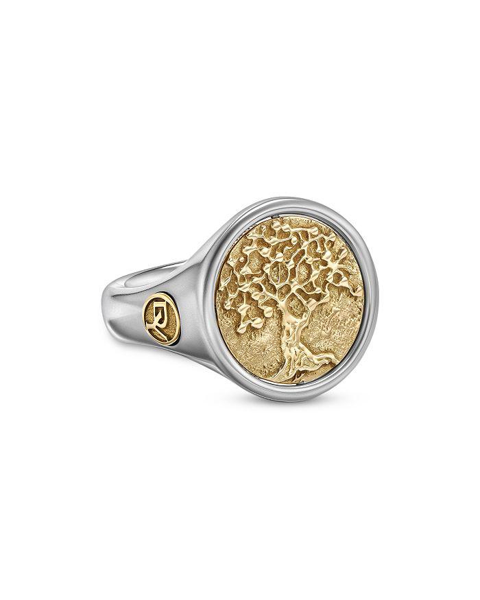 David Yurman Men's Life & Death Duality Signet Ring in Sterling Silver with 18K Yellow Gold