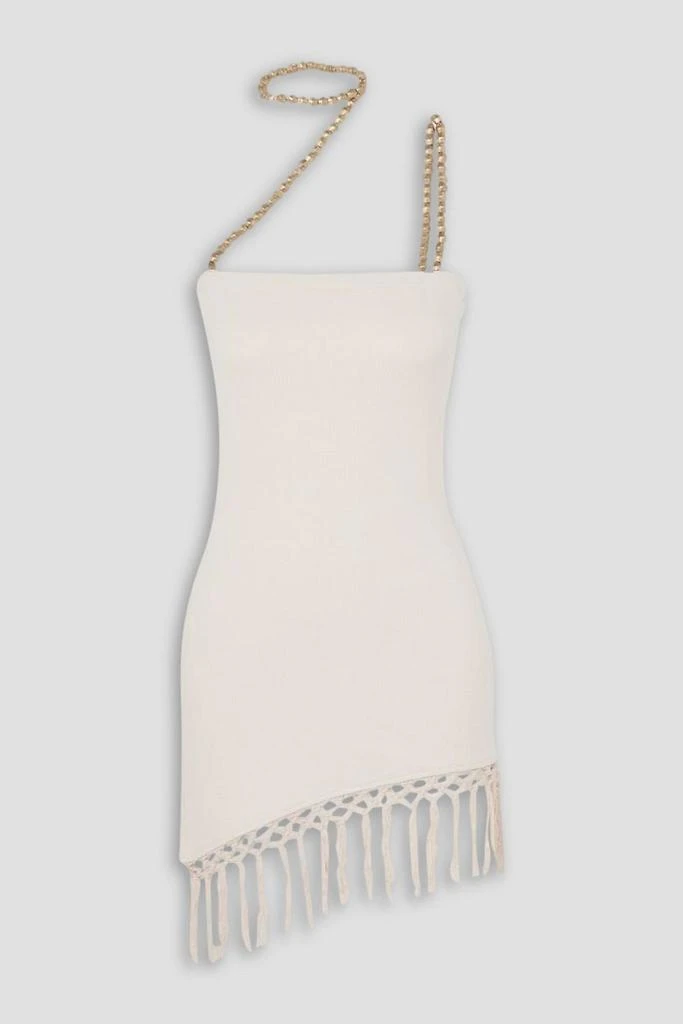 SAVANNAH MORROW Sona fringed bead-embellished cotton mini dress 1