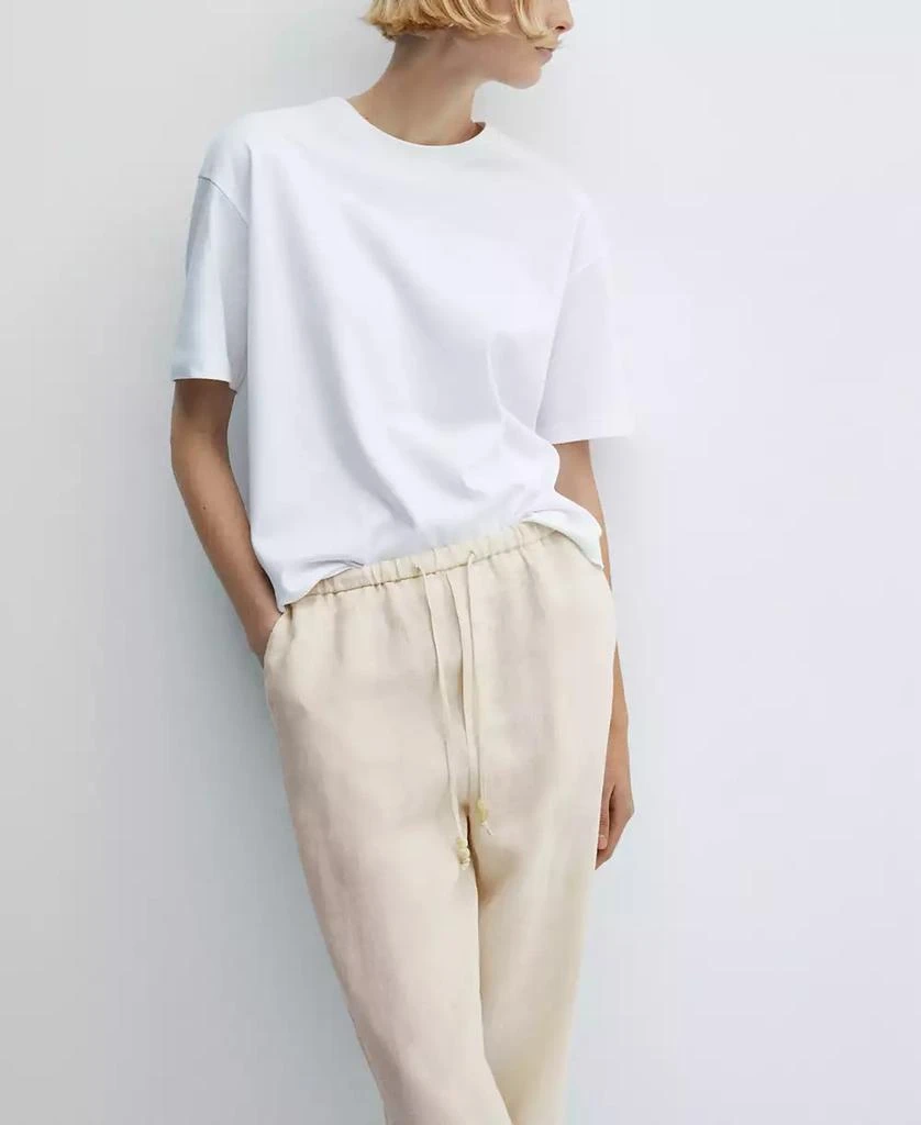 Mango Women's 100% Linen Jogger Trousers 3