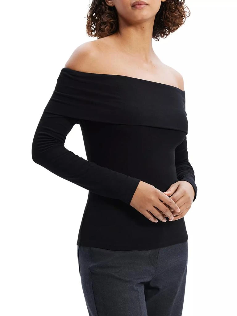 Theory Off-the-Shoulder Rib-Knit Top 4