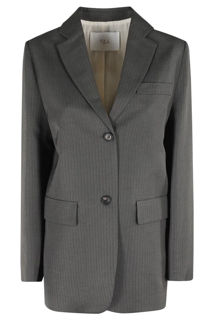 TELA Tailored Pencil Blazer with Subtle Pinstripe