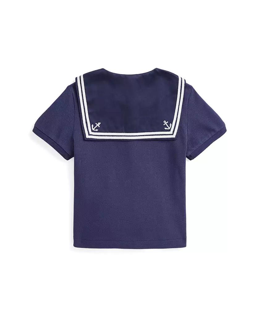 Ralph Lauren Toddler and Little Girls Stretch Mesh Sailor Polo Shirt