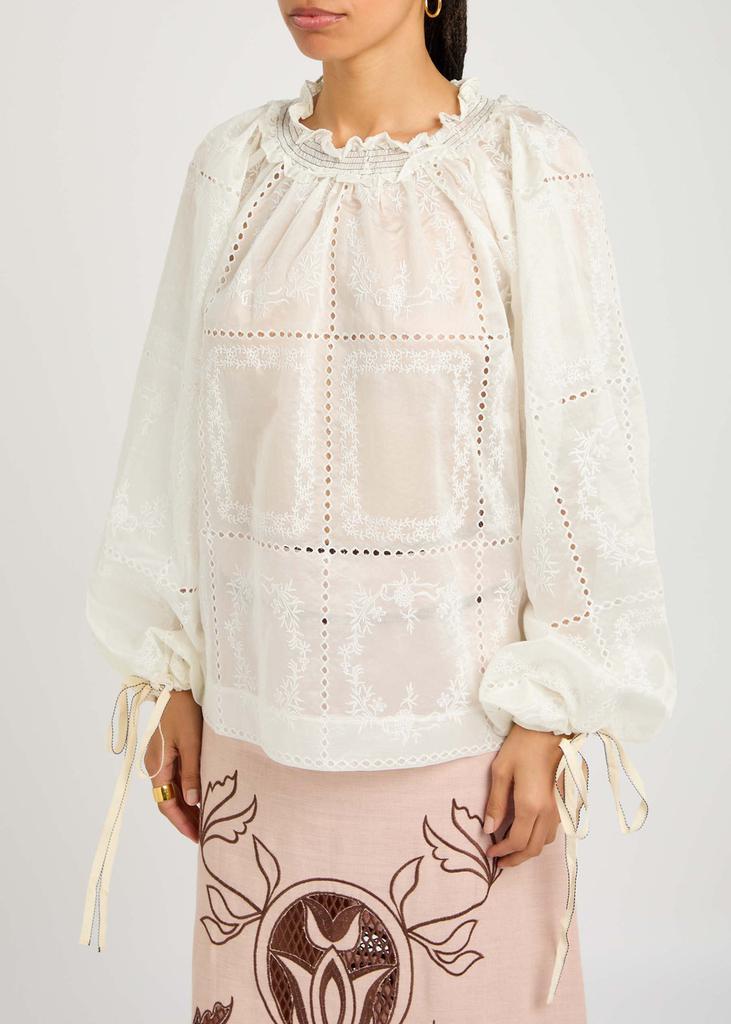LUG VON SIGA Mini embroidered semi-sheer satin blouse