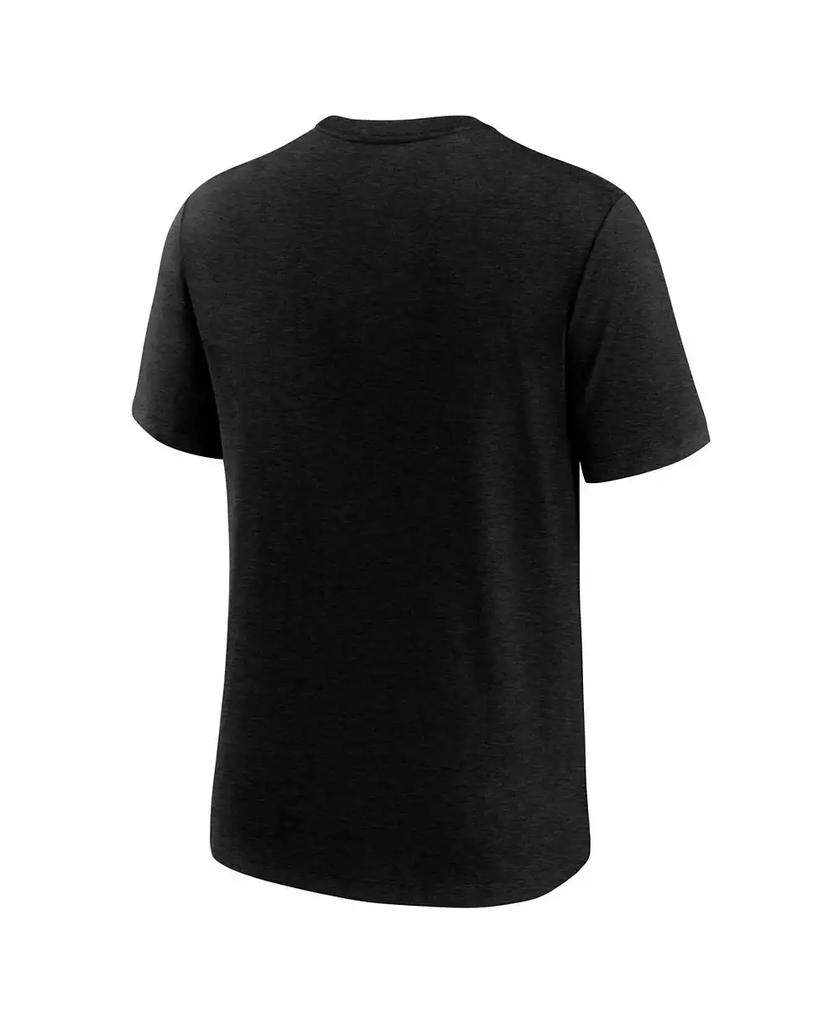NIKE Men's Heather Black Philadelphia Eagles Long Pass Tri-Blend T-Shirt