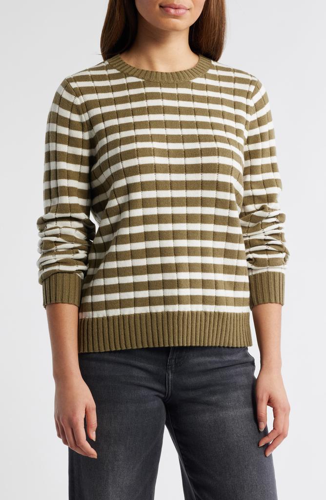 Caslon Stripe Crewneck Rib Sweater