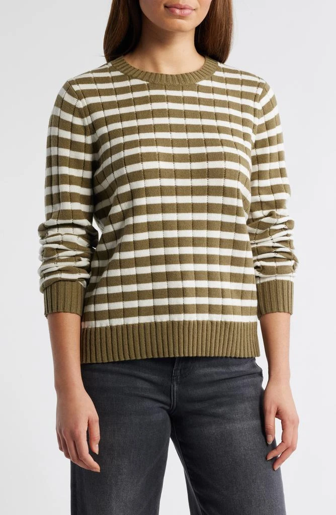 Caslon Stripe Crewneck Rib Sweater 1