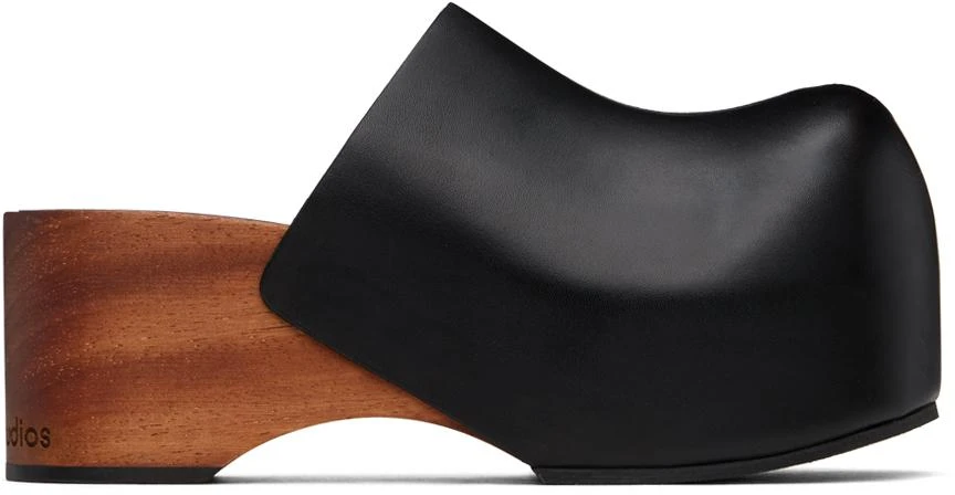 Acne Studios Black Leather Wood Clogs 1