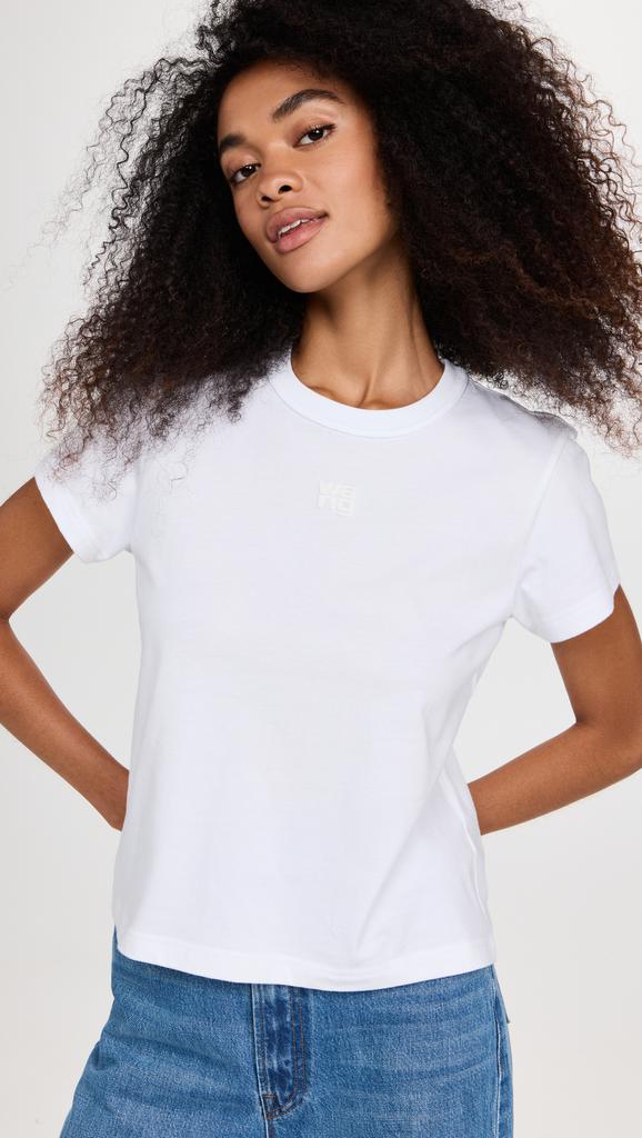 ◆ALEXANDER WANG◆ESSENTIAL SHRUNK T-SHIRT WITH PUFF LOGO puff logo shrunken tee in cotton jersey in BLACK