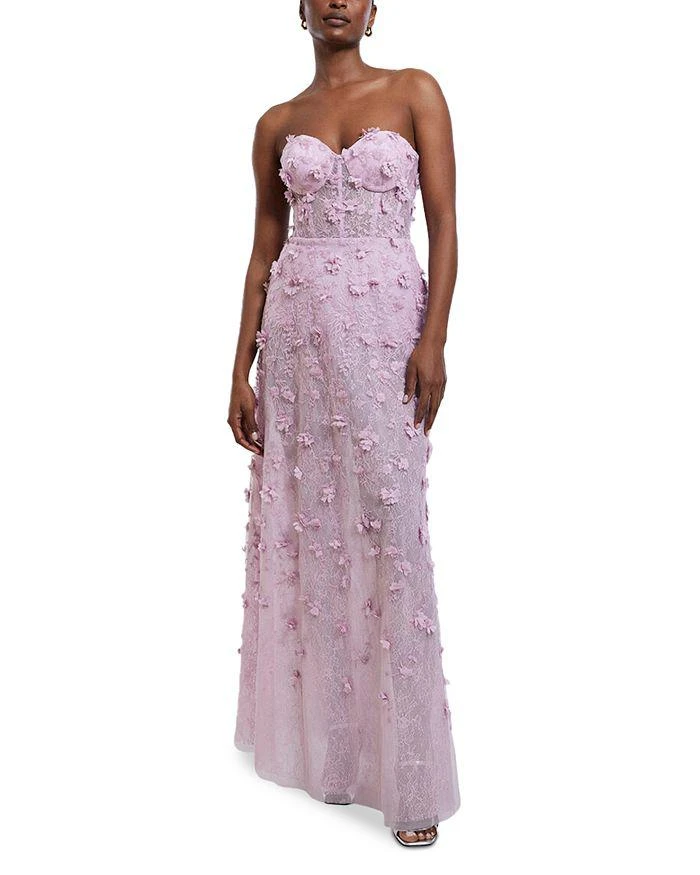 BCBG Strapless Floral Applique Dress 1