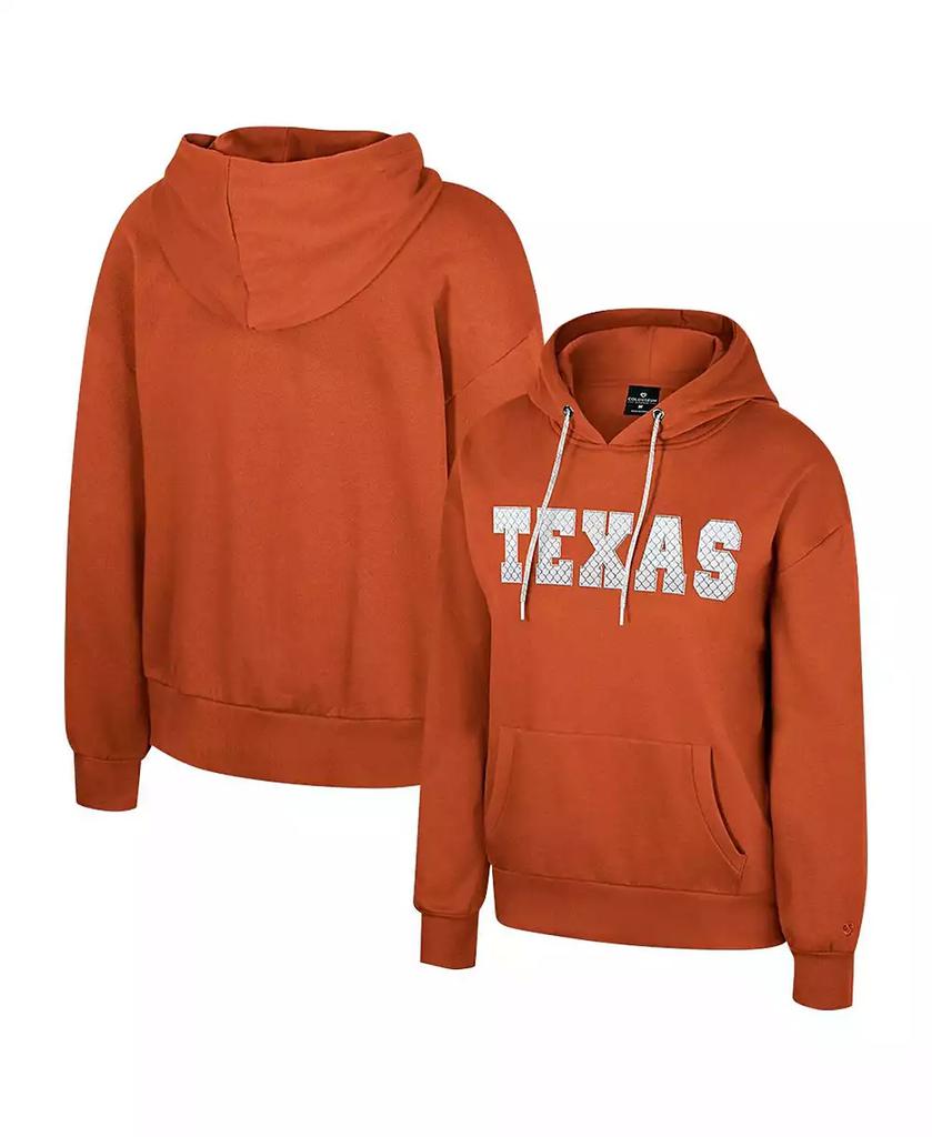 Colosseum Women's Texas Orange Texas Longhorns Reflection Rhinestone Drawcord Pullover Hoodie