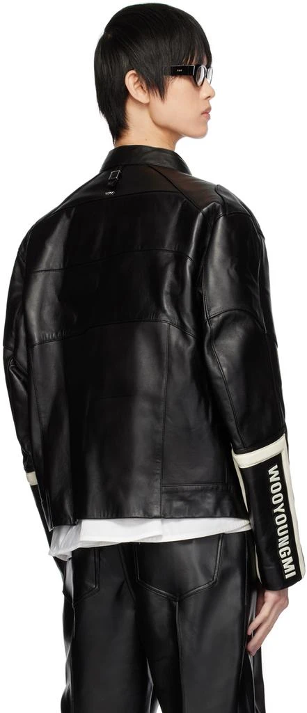 Wooyoungmi Black Band Collar Leather Jacket 3