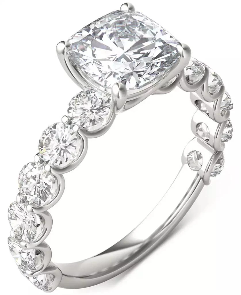 Charles 
Colvard Moissanite Cushion 
Round Engagement Ring (3-1/2 ct. t.w. Diamond Equivalent) in 14k White Gold 1
