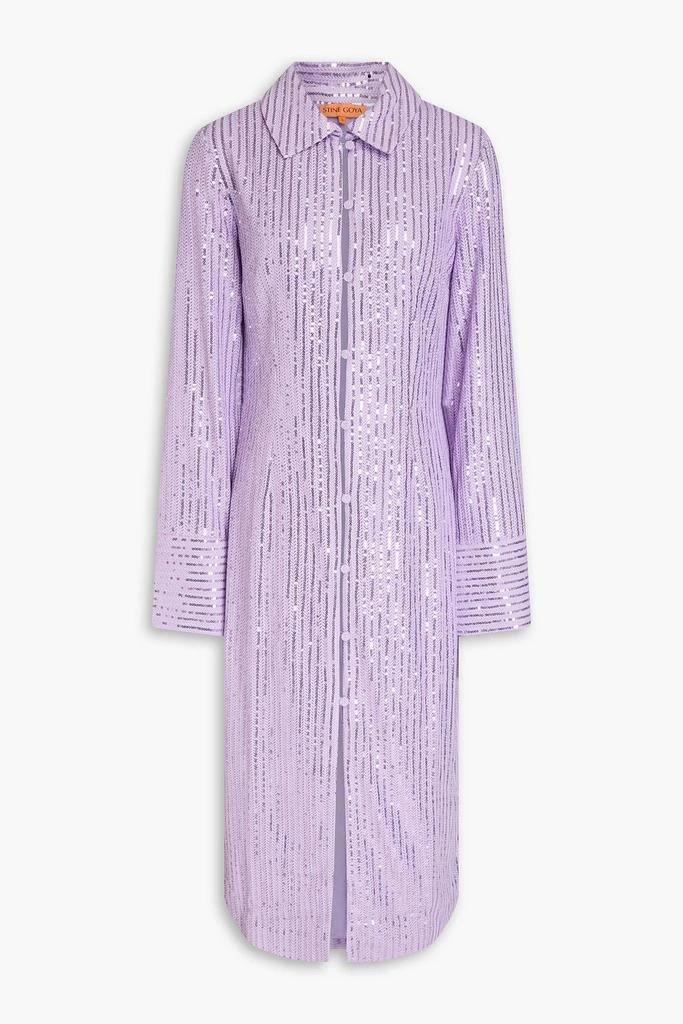 Stine Goya Sonja sequined jacquard-knit midi shirt dress 1