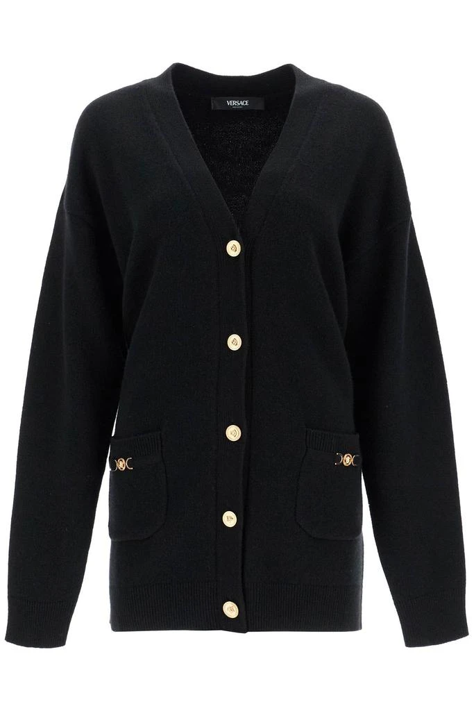 Versace boxy wool and cashmere cardigan 1