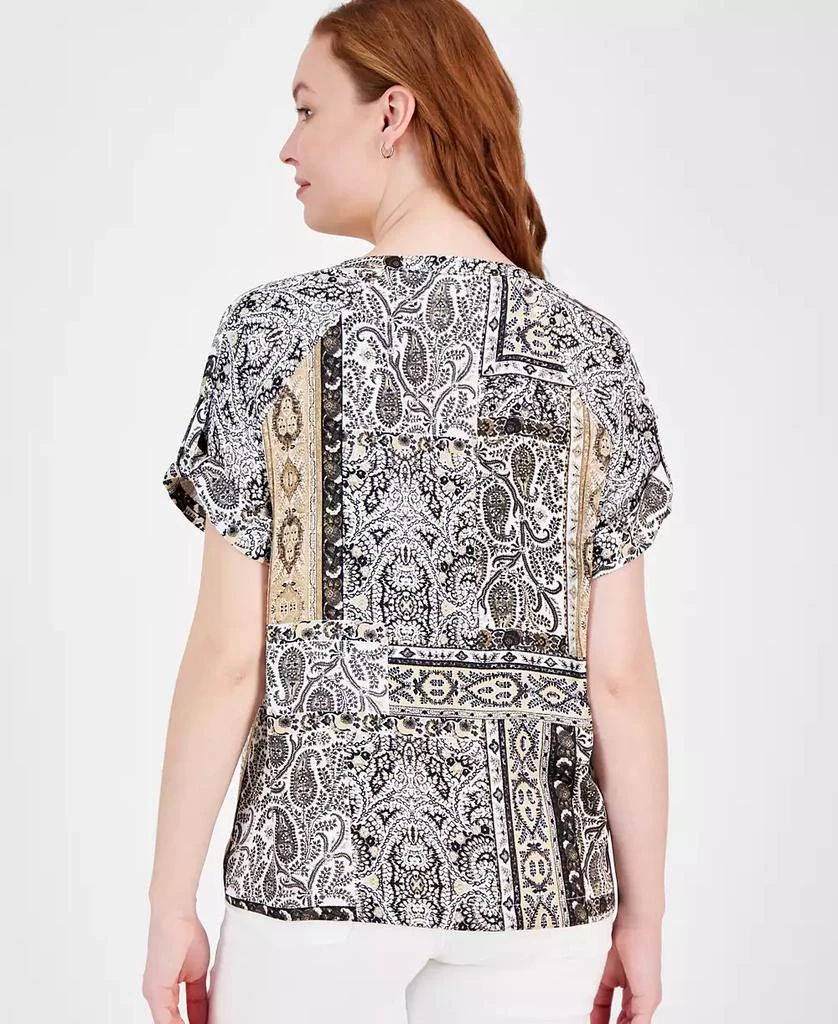 JM Collection Women's Printed Satin Short-Sleeve Top, Exclusively at Macy's 2