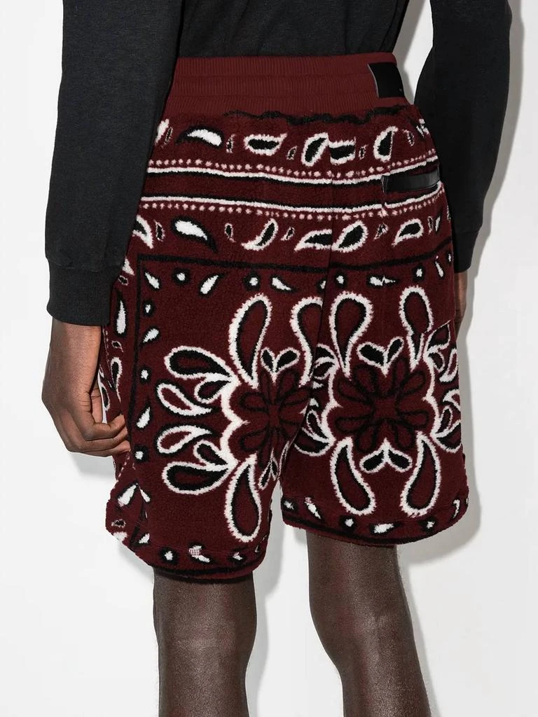 AMIRI Printed Bandana Fleece Track Shorts In Red/black 2
