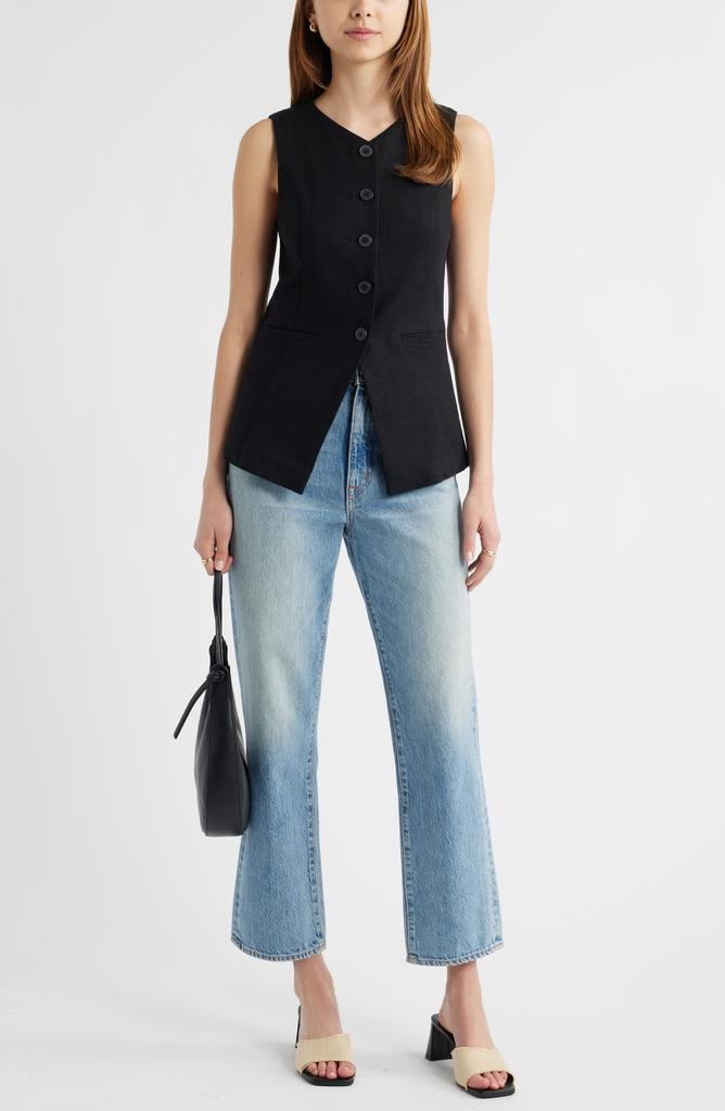 Open Edit Linen Blend Vest