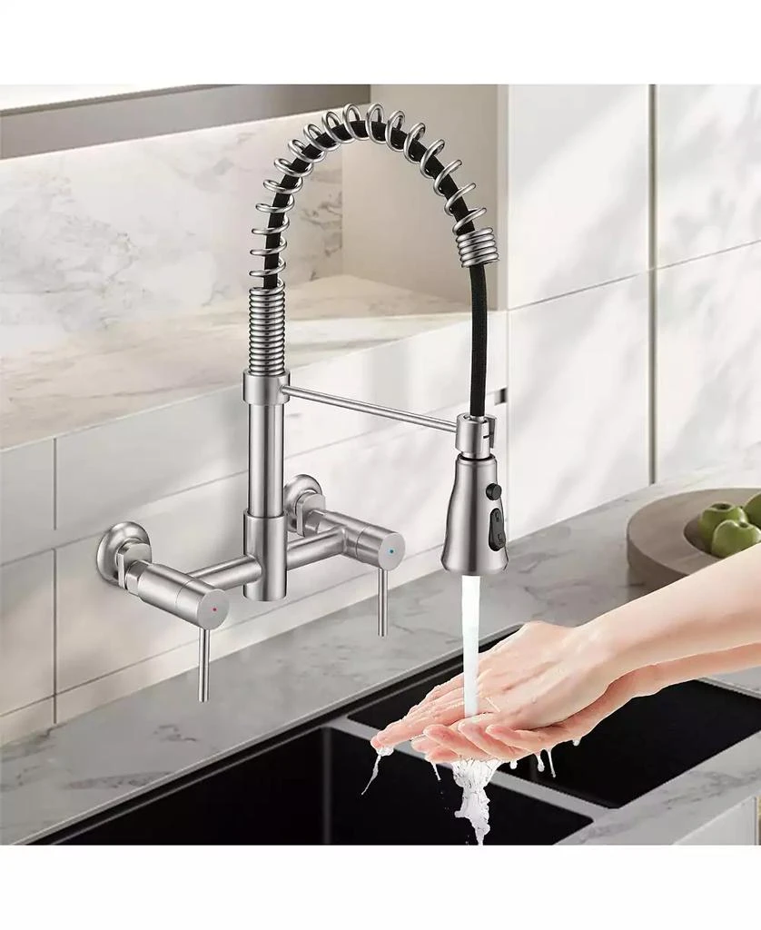 Flynama 3 Functions Wall Mounted Bridge Kitchen Faucet 3