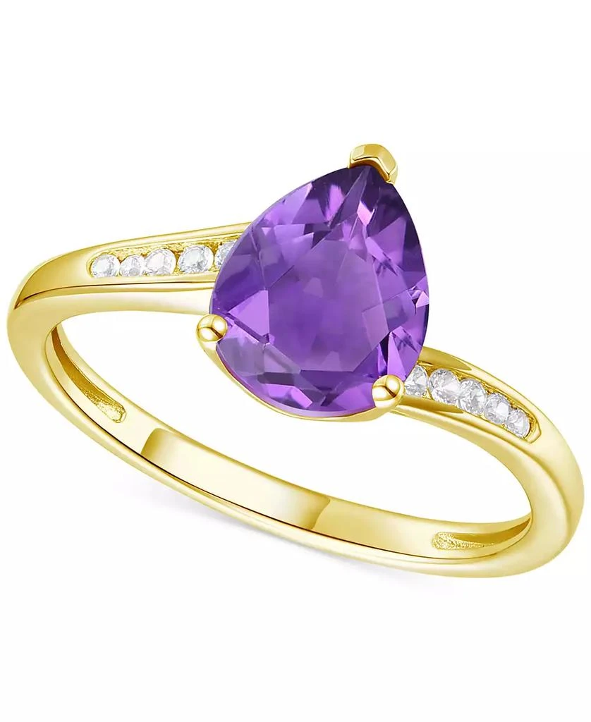 Macy's Amethyst (1-1/3 ct. t.w.) & Lab-Grown White Sapphire (1/10 ct. t.w.) Pear Swirl Ring in 14k Gold-Plated Sterling Silver (Also in Additional Gemstones) 1