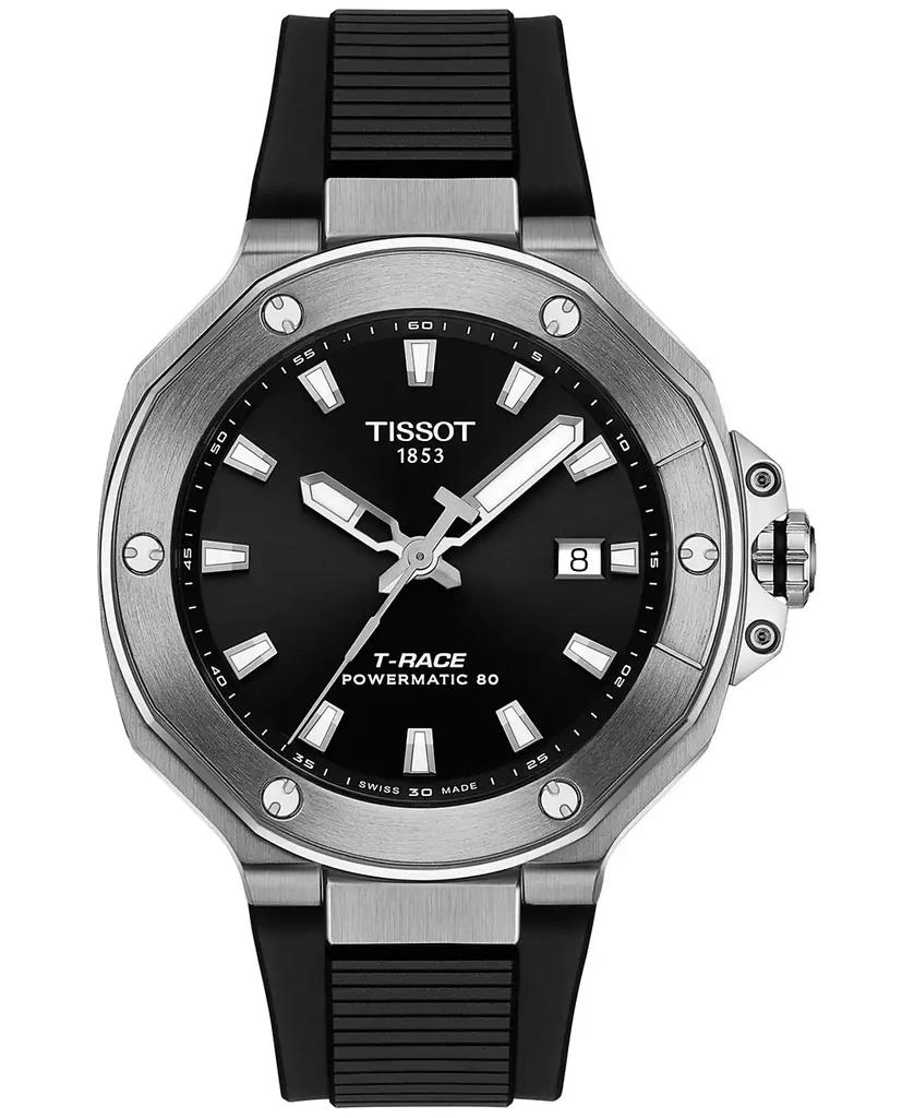 Tissot Men's Swiss Automatic T-Race Powermatic 80 Black Silicone Strap Watch 41mm 1