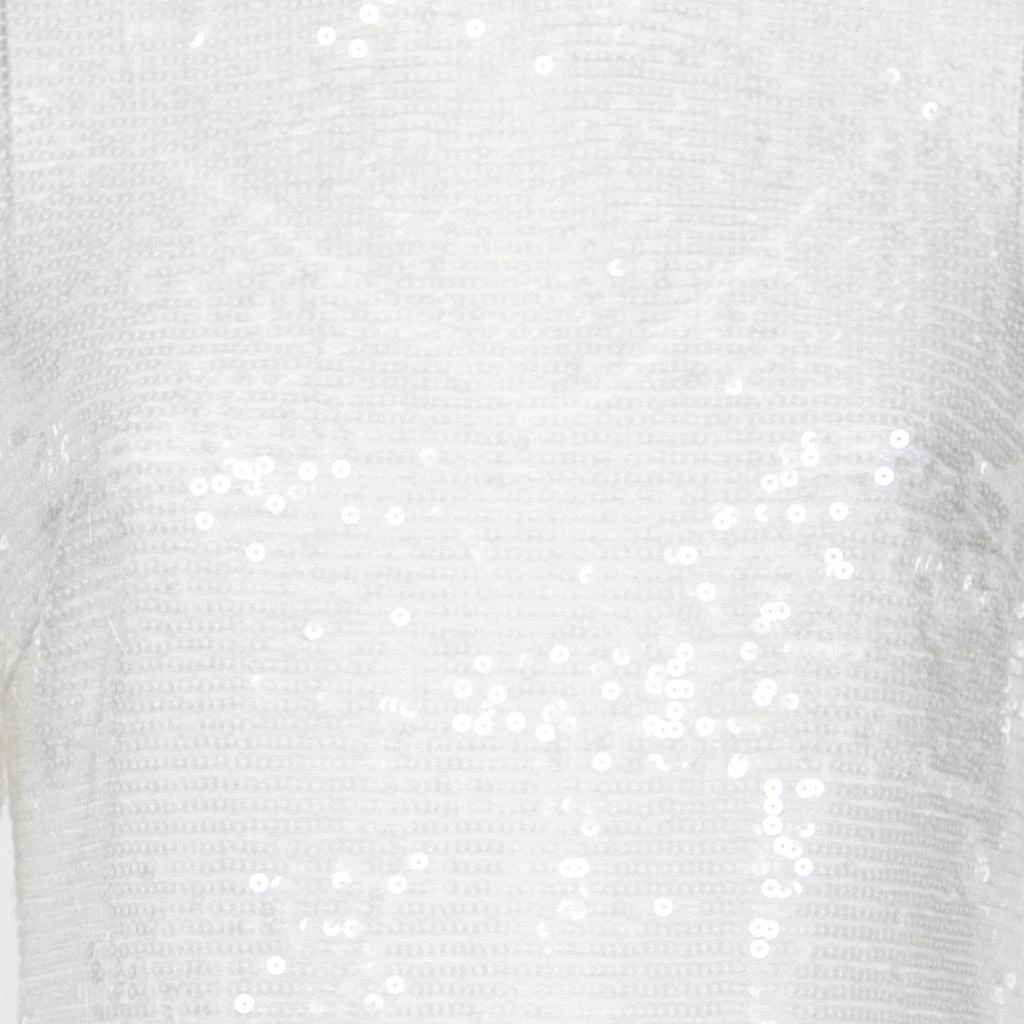 Staud Staud White Sequin Embellished Long Sleeve Midi Dress M 3