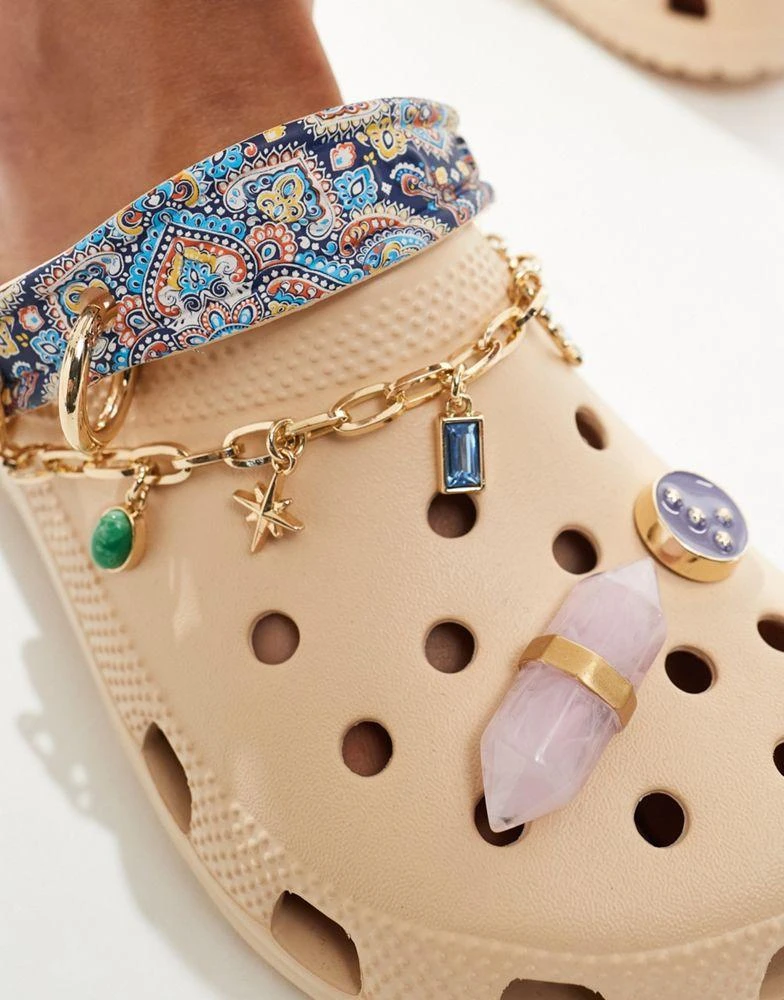 Crocs Crocs ASOS exclusive classic boho charm clogs in bone 2
