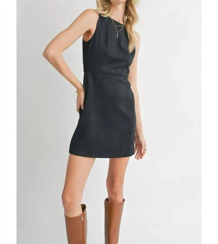 black suede mini dress Meet Me in Tuscany Faux Suede Mini Dress