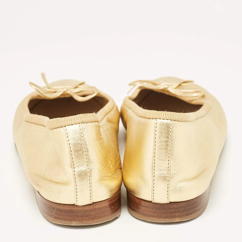 Chanel Chanel Gold Leather Cap Toe CC Bow Ballet Flats Size 35.5 6