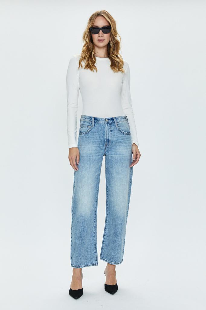 Pistola Denim Lexi Mid Rise Bowed Straight - Bowie