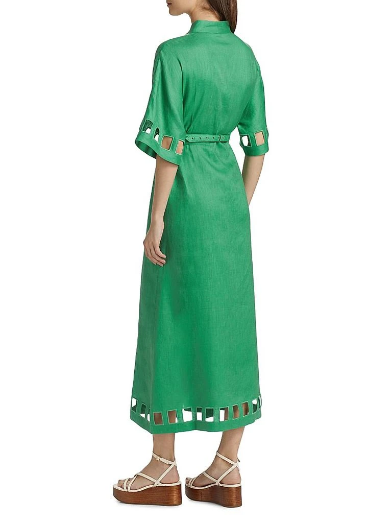 Adalaide Betted Cut-Out Linen Midi Dress  On Sale Now with Up to 34% Off |  Discover Exclusive Deals & Savings at BeyondStyle  Authentic FIGUE women's  apparel|v-neck|contemporary|Women's|dresses|premier|midi-length|solid|women's|short  sleeve|linen|a ...