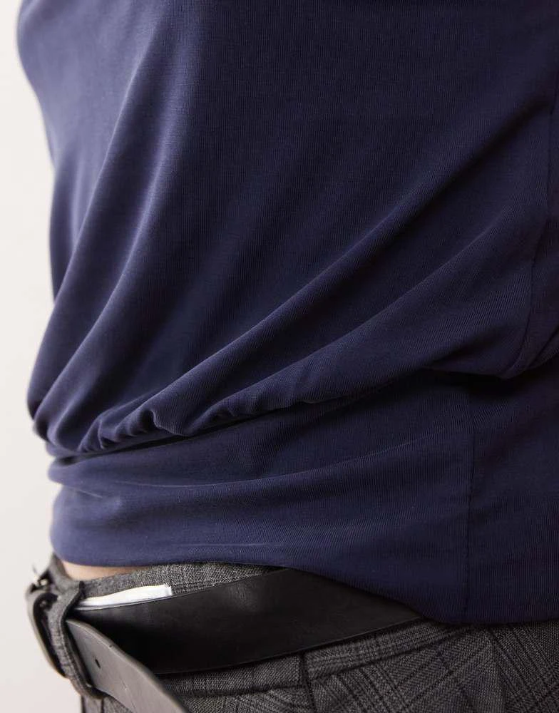 Motel Motel leocadia cupro bandeau top in navy 4