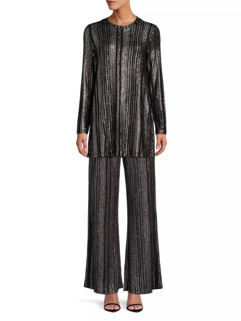 Johnny Was Jenna Metallic Plissé Wide-Leg Pants 2