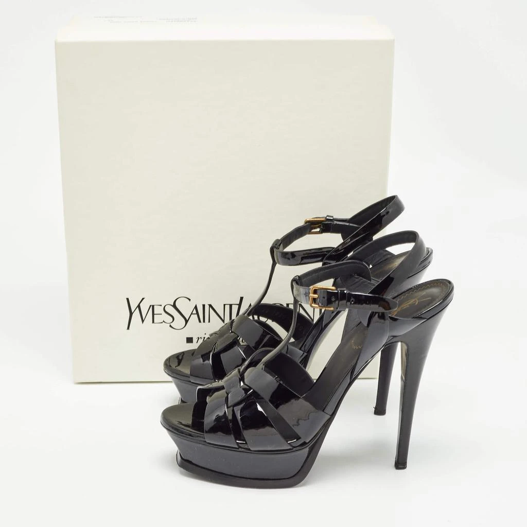 Yves Saint Laurent Saint Laurent Black Patent Leather Tribute Ankle Strap Sandals Size 38.5 9