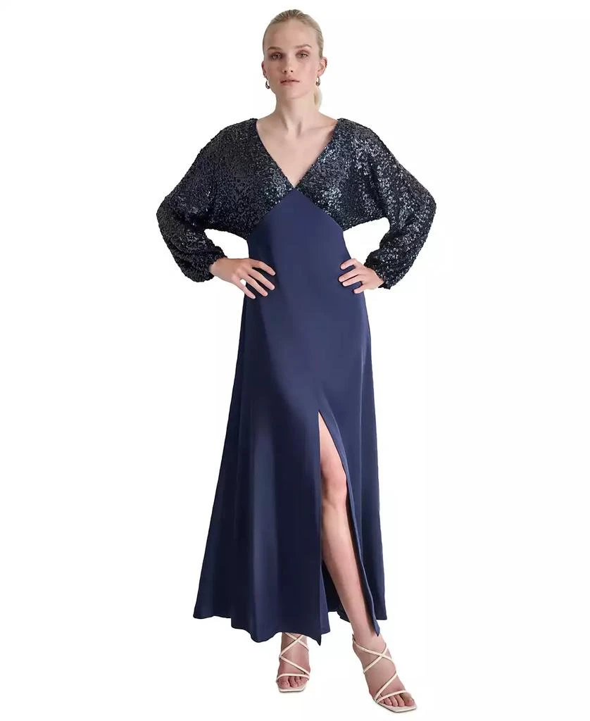 DKNY Women's Sequin Embellished Blouson-Sleeve Gown 1