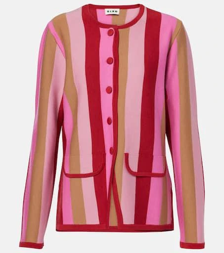 Rixo Mirja striped wool-blend cardigan 1