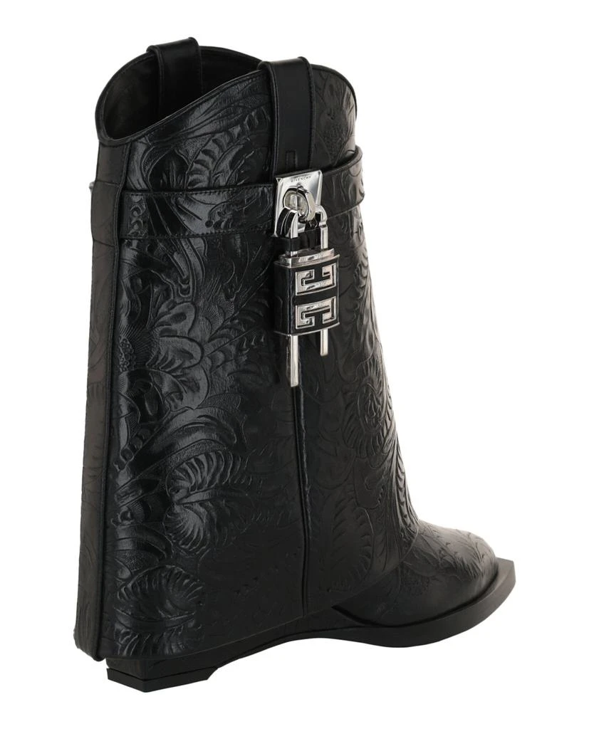 Givenchy Shark Lock Cowboy Ankle Boots In Leather With Western Pattern 3