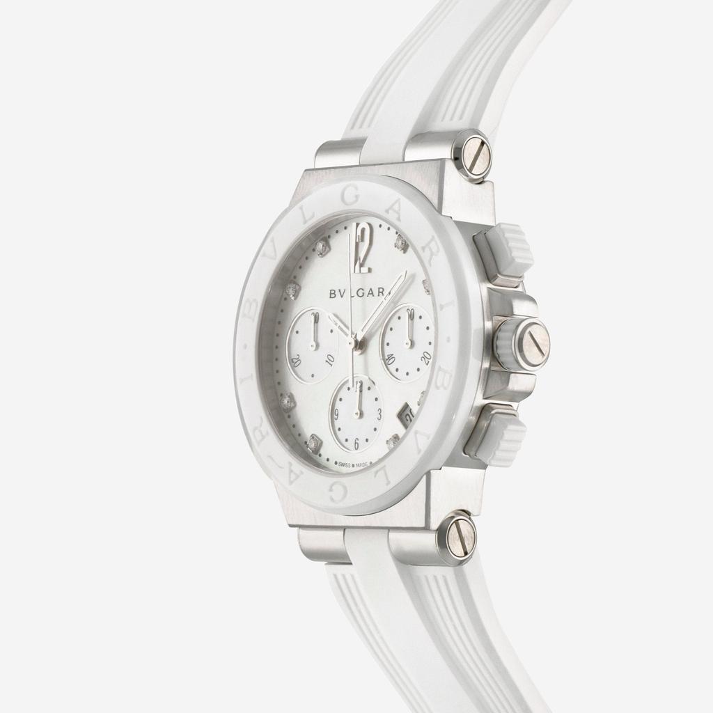 BVLGARI Bulgari Diagono Chronograph Mother of Pearl Diamond Automatic Watch 101993