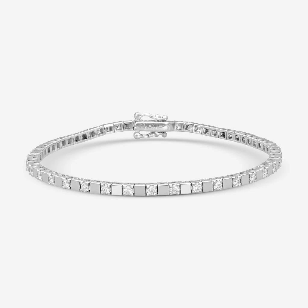 Crivelli Crivelli 18K White Gold Diamond Alternating Line Tennis Bracelet B0319E-7