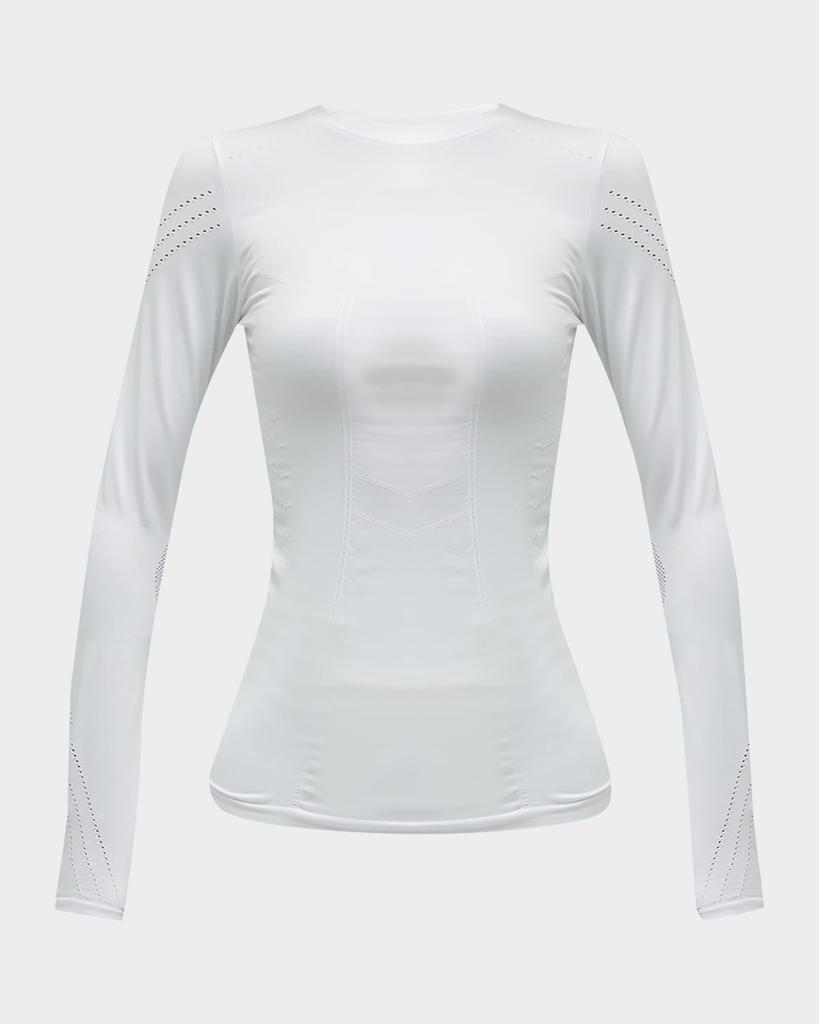Blanc Noir Magnetic Long-Sleeve Mesh Top