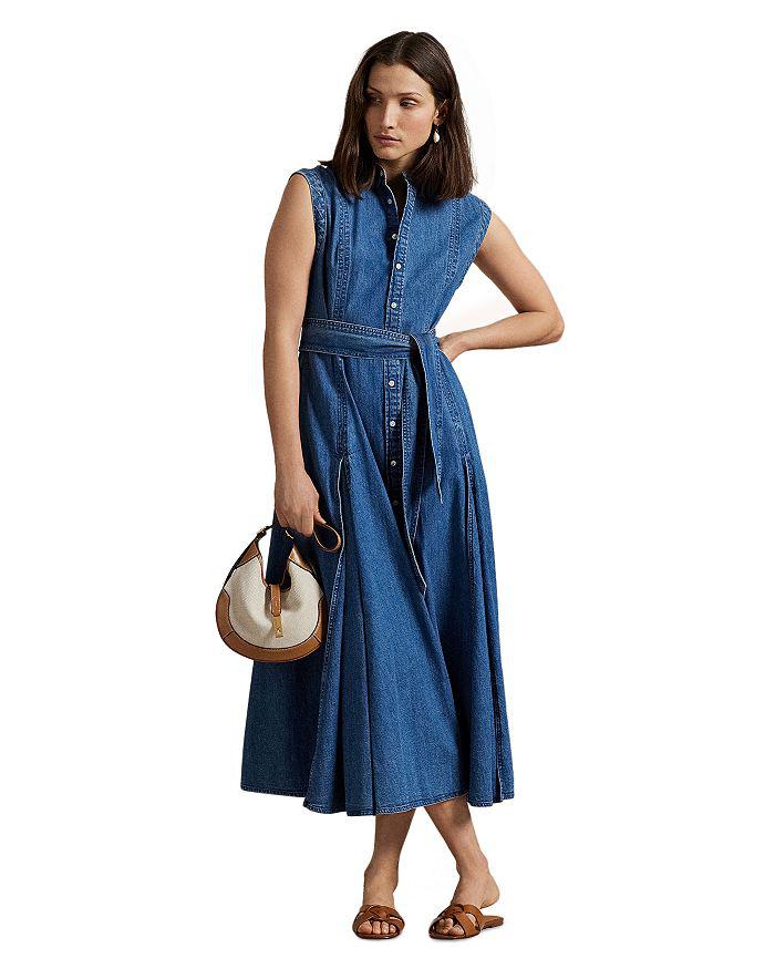 Ralph Lauren Lauren Ralph Lauren Belted Denim Sleeveless A Line Dress