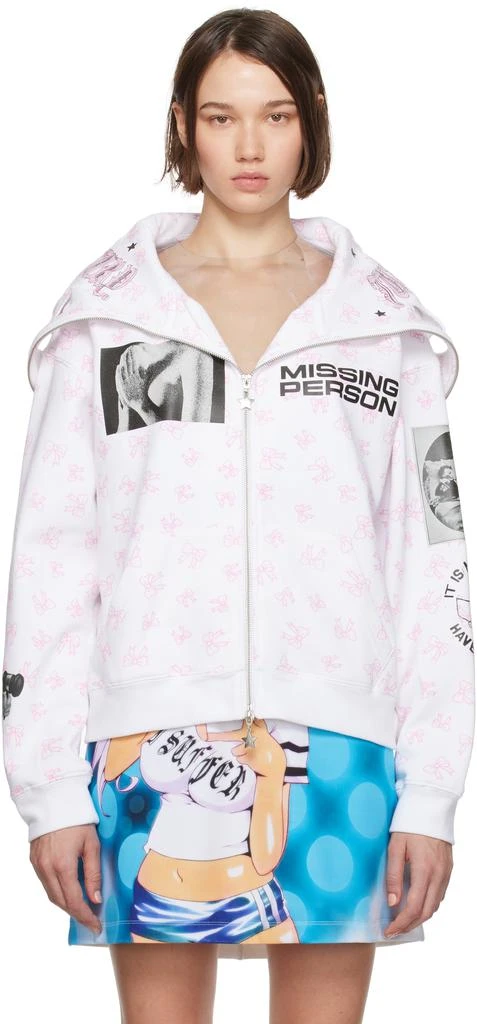 Ashley Williams White 'Missing Person' Butterfly Hoodie 1