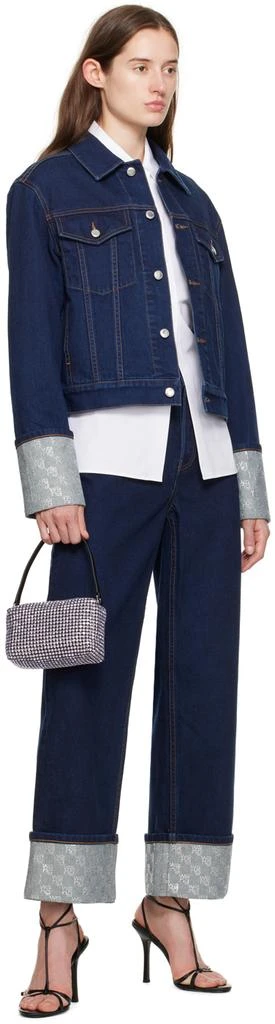 Alexander Wang Indigo Crystal Cuff Denim Jacket 4