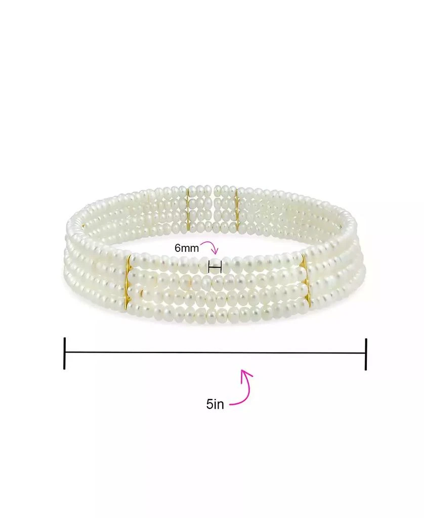 Bling Jewelry Fine Classic Necklace 4 Row Freshwater Pearl Choker Gold Silver Accent 3