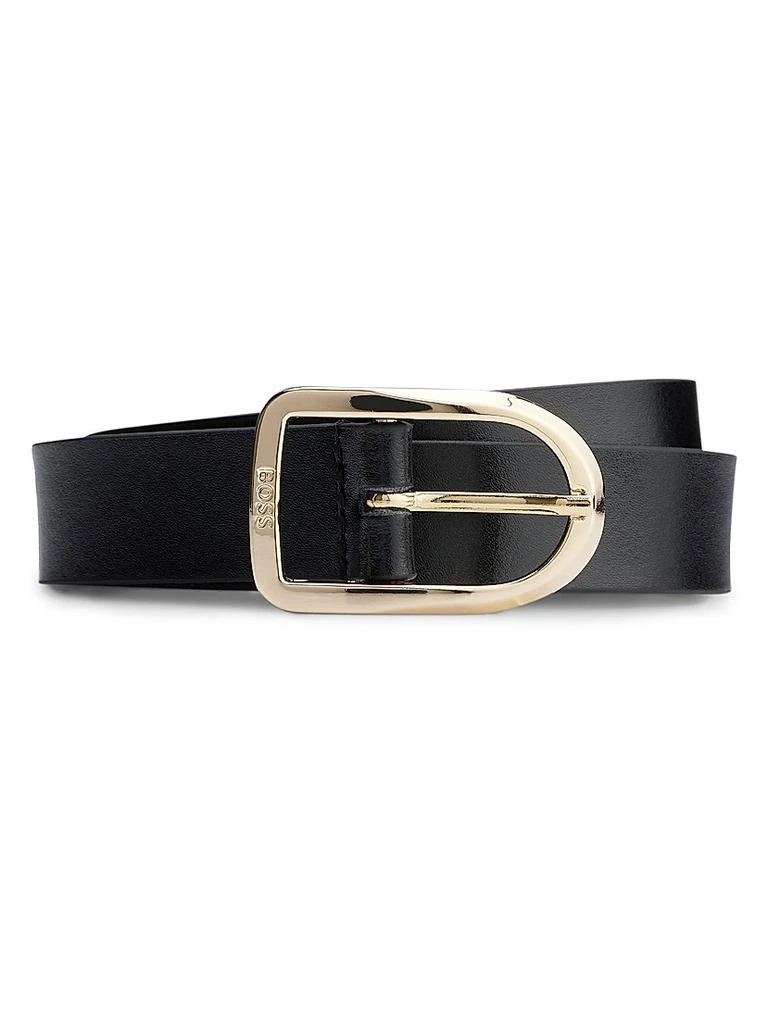 Hugo Boss Leather Belt with Gold-Tone Buckle 1
